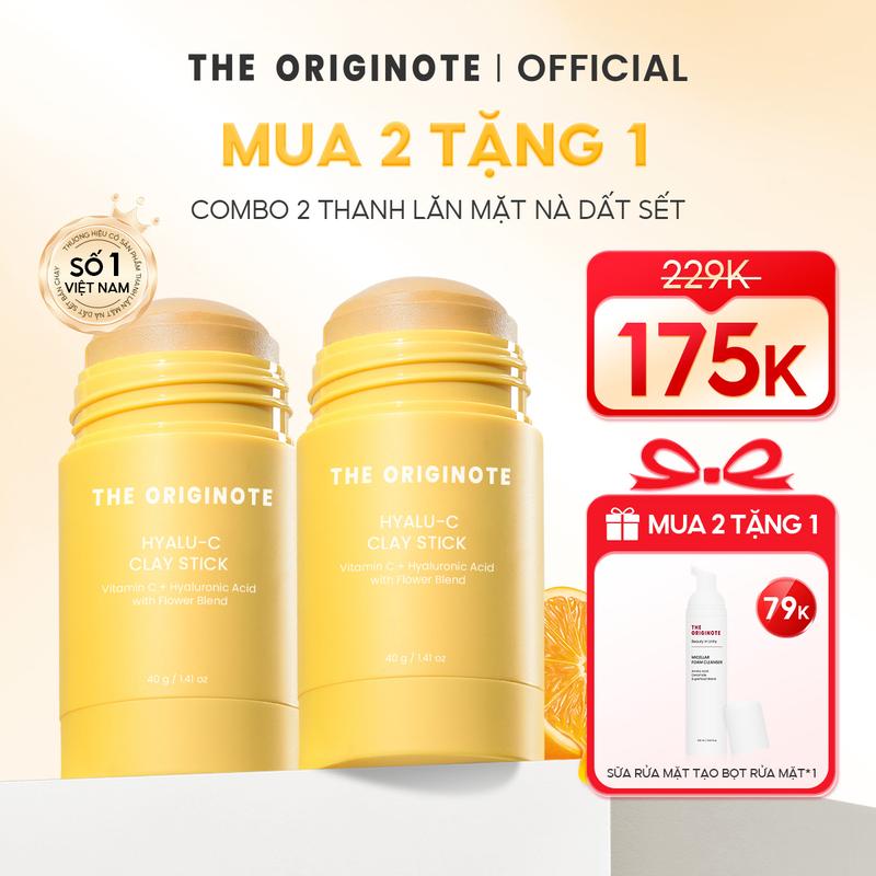   MỚI  Combo 2 Thanh lăn mặt nạ đất sét Hyalu-C The Originote dưỡng trắng da mặt làm săn chắc dan lột mụn đầu đen 
