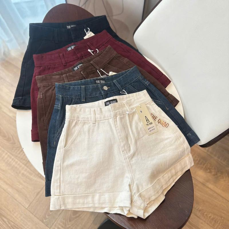 THE QUẠO - Quần Short Jeans Nữ Lưng Cao Dáng A LAI LẬT Bốn Màu R1204_630