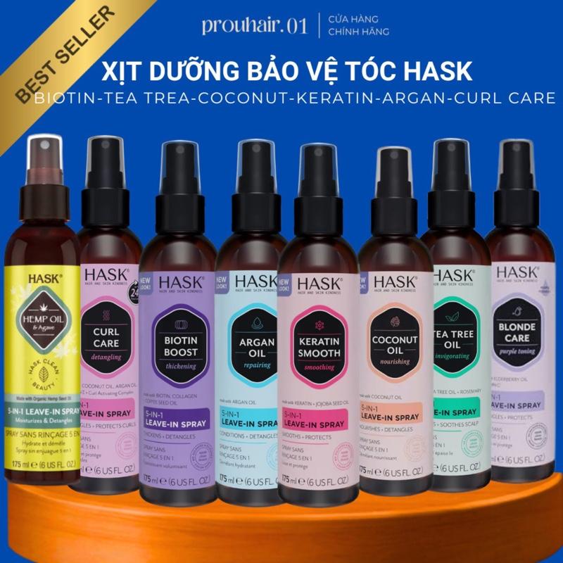 PROUHAIR XỊT DƯỠNG Tóc Hask 5-in-1 Leave-in Spray 175ml Bảo Vệ & Phục Hồi Tóc Hư Tổn Không Gluten Sulfat Cho Nữ