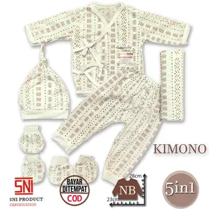 Ummababyshop Kimono 5in1 Baju Bayi Perempuan Laki Perlengkapan Baru Lahir Stelan 0 6 Bulan Celana Bedong Topi Sarung Tangan Kaki Setelan Gift Set Newborn Kado Murah Batik Akikah Aqiqah Graris Promo Diskon 11.11