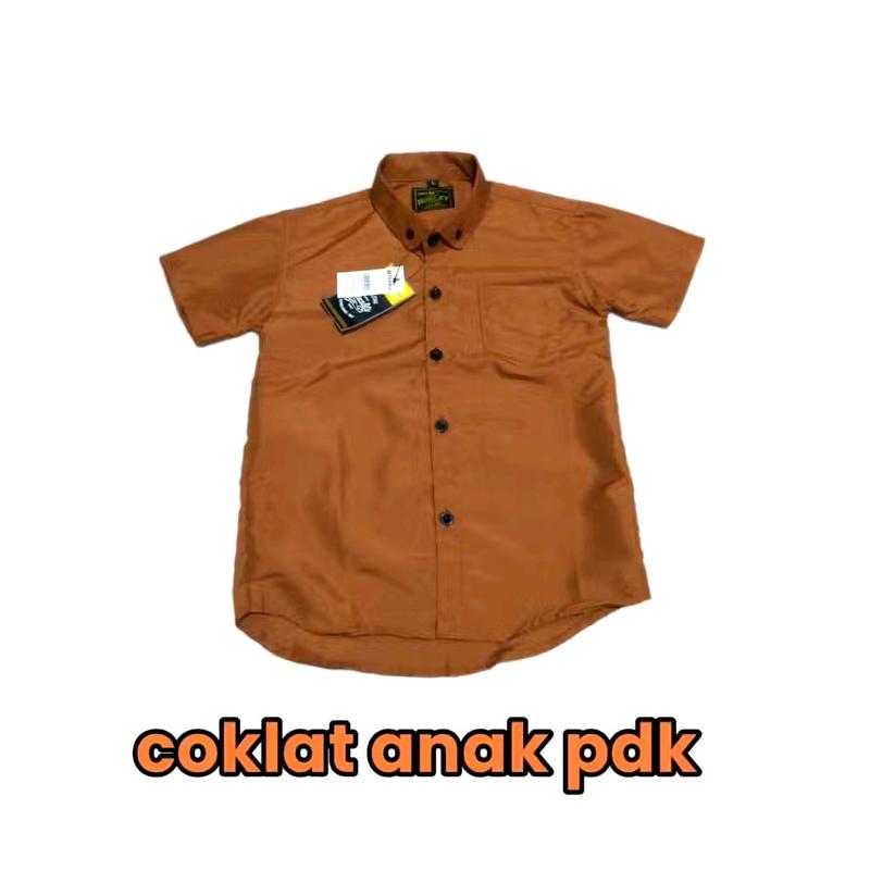 kemeja polos  couple ayah dan anak  warna coklat ukuran lengkap bahan katun signature 2
