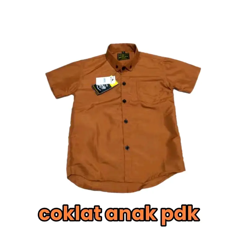 kemeja polos  couple ayah dan anak  warna coklat ukuran lengkap bahan katun signature 2