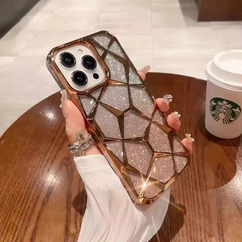 Case Glitter Luxury Quicksand Crystal Chrome 2 In 1 Compatible Iphone 7 8 7+ X Xs Xr 11 12 13 14 15 16 Pro Plus Promax Frame Casing CoverRCI278 8
