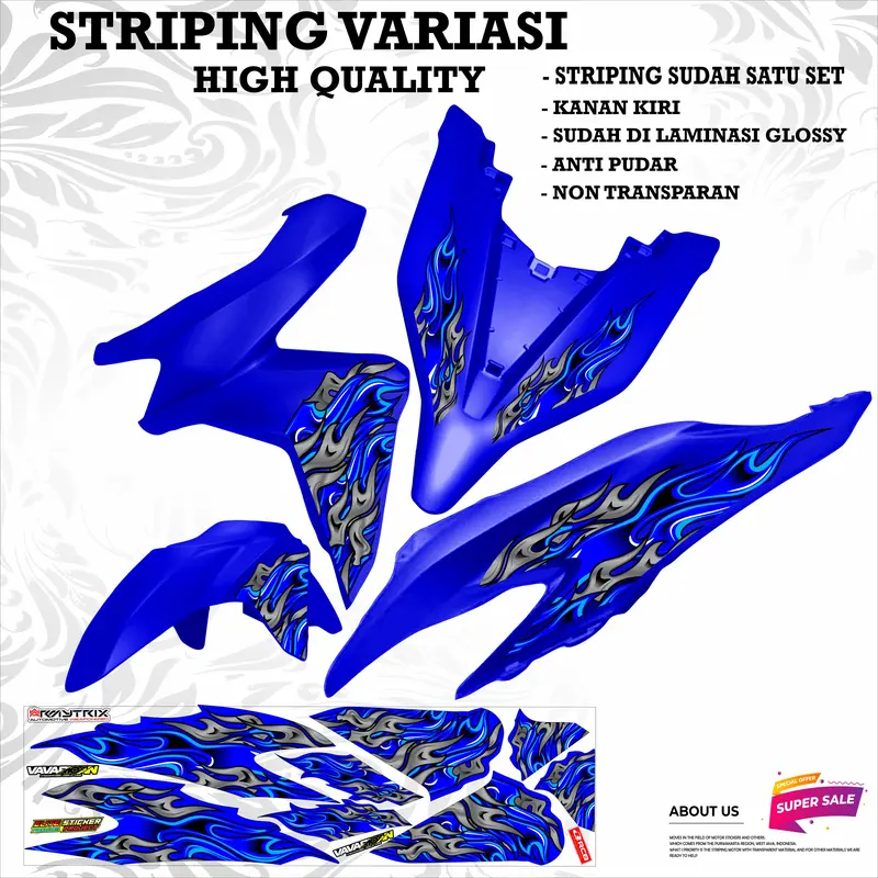 VARIASI 1 STRIPING VARIO GEN 1 STICKER MOTOR MOTIP API BIRU Motorcycle 3