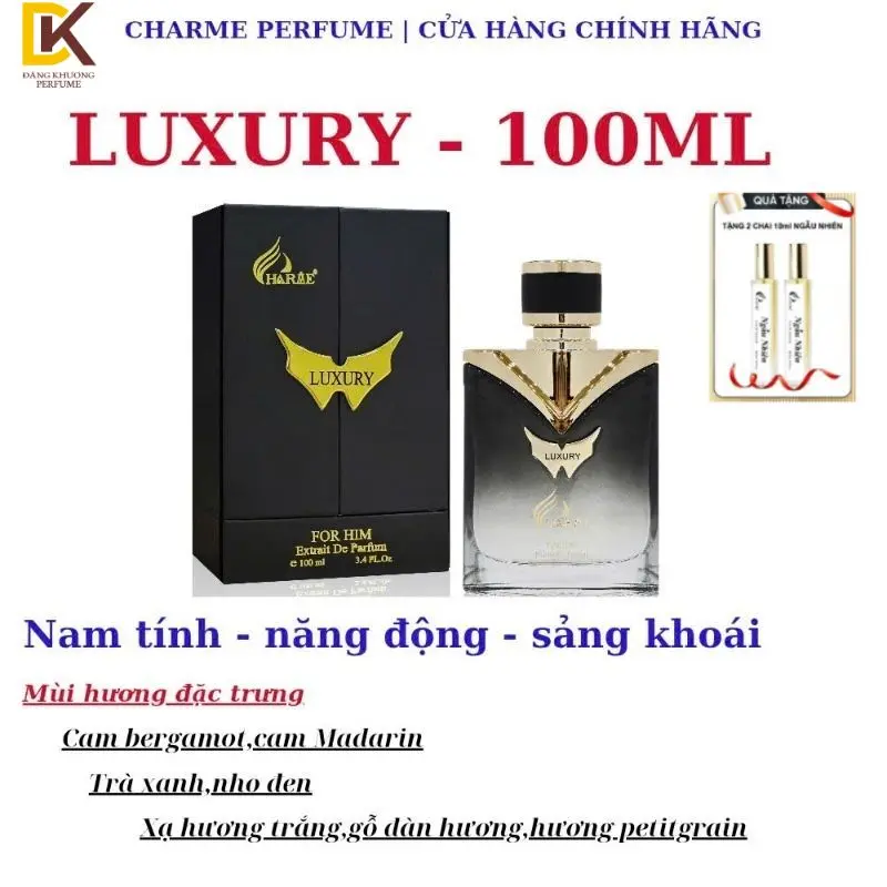 Nước Hoa CHARRME PERFUME LUXURY 100ml dành Cho nam [Tặng kèm 2 chai nước hoa 10ml Ngẫu Nhiên] xịt thơm coómetic