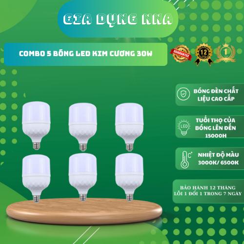 Bóng Đèn Led Bulb Trụ Kim Cương Siêu Bền Tiết Kiệm Điện Ánh Sáng Trắng - Công Suất 30W