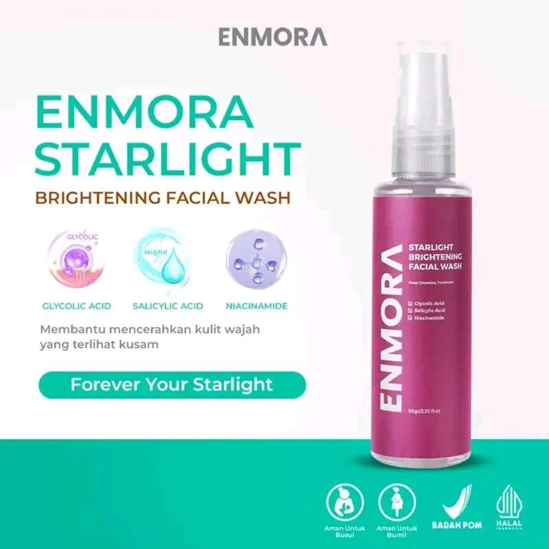 Enmora Starlight Series 3 in 1 - Brightening Facial Wash, Toner, dan Serum - Mengencangkan, Mencerahkan, Membersihkan, Aging, Pelembab, Muka 1