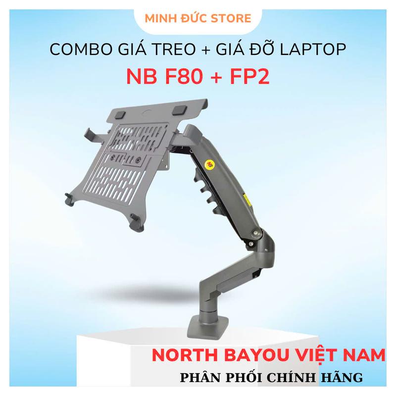 COMBO NB F80 + FP2 10 - 17 inch XÁM TRẮNG NEW - GIÁ ĐỠ LAPTOP - MACBOOK GẮN BÀN - XOAY 360 ĐỘ arm