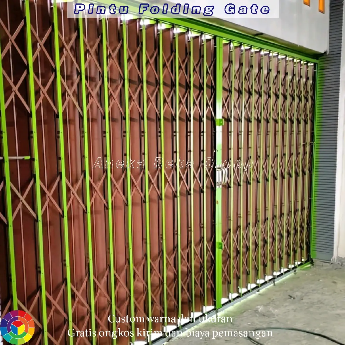 Folding gate rolling door pintu pengaman ruko/kios garasi pintu harmonika custom sesuai ukuran sliding Besi pintu garasi mobil pintu gerbang rolling  door folding  gate