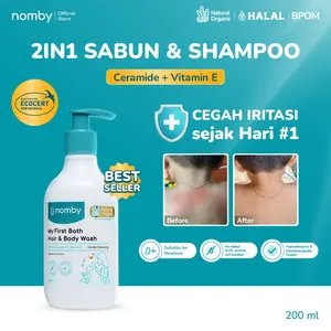 nomby My First Bath Hair & Body Wash 200 mL -  Sabun Mandi Cair Natural Organik Untuk Bayi/Anak/Newborn - Sabun Cegah Iritasi