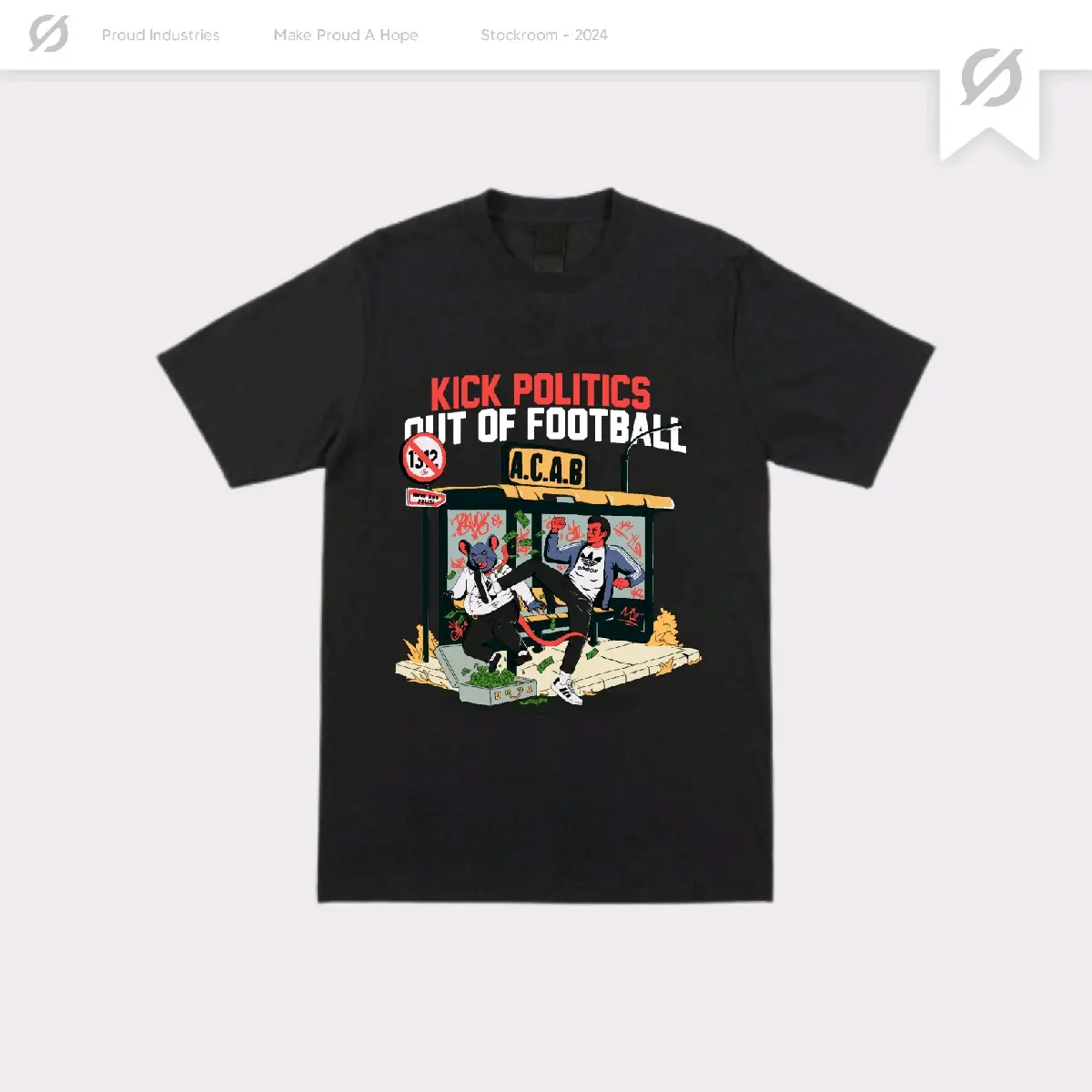 T-Shirt KAOS "KICK POLITICS OUT OF FOOTBALL" SIZE S-XXXL - UNISEX Pria Wanita Hitam Motif Sablon Baju Keren
