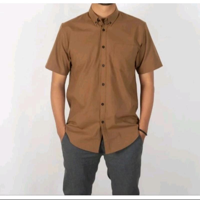 Kemeja Hem pria tangan pendek Slimfit baju distro bahan katun  Navy hitam nyaman 3