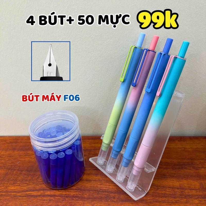 Bút Máy Bấm EF-06 Nét Chữ 0.38mm êm Trơn Ngòi Bền Chịu Va Đập Tốt Phù Hợp Học Sinh Tiểu Học 1-5 tặng kèm Piston bơm mực nước Màu Ngẫu Nhiên