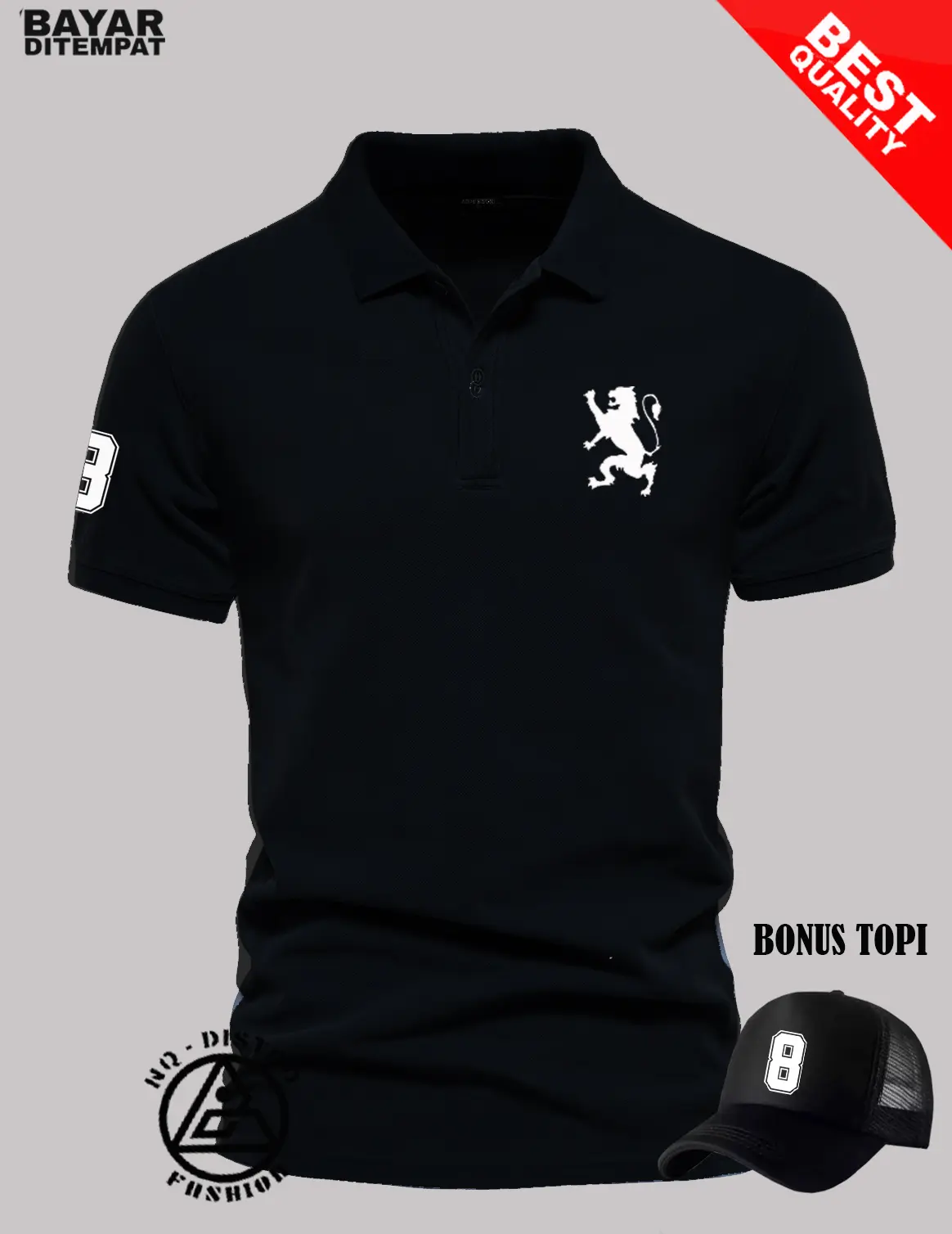 COD kaos Polo Bonus TOPI text putih/baju distro terbaru/baju kerah lengan pendek/kaos polo pria/kaos polo cewek/bisa COD