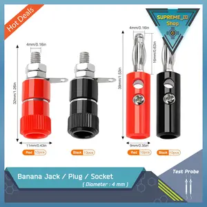 Banana Jack / Plug / Socket Male & Female - PSU Amplifier Terminal Connector Adapter | 4mm | Red & Black