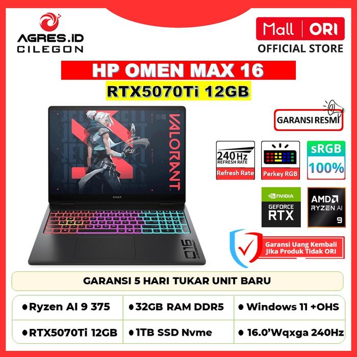 Promo HP OMEN MAX 16 AK0775AX | AMD Ryzen AI 9 HX 375 | RTX5070Ti 12GB ...