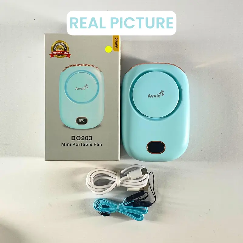 Avvic Kipas Angin Mini Portable AVVIC DQ203 ICE BLUE dengan Baterai Rechargeable dan Display Digital 1