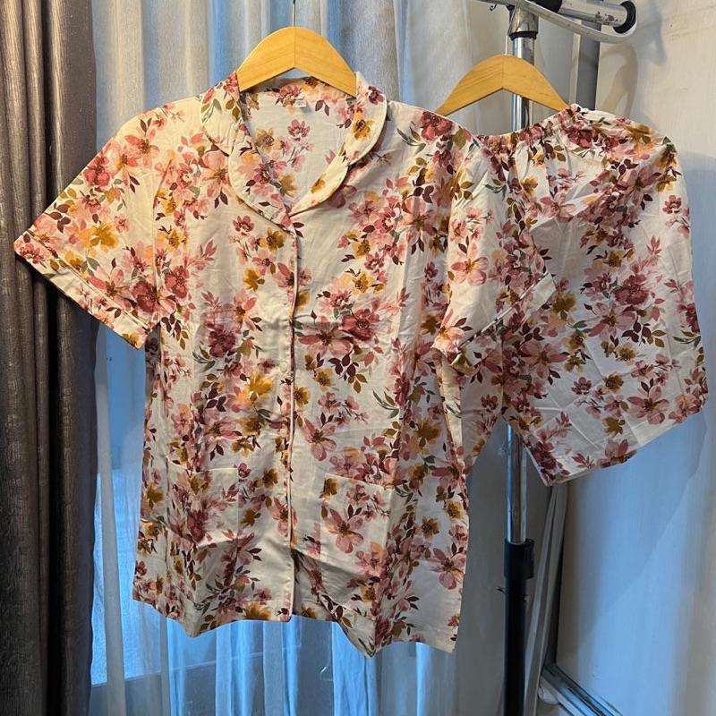 Piyama Baju Tidur Adem Premium Wanita Blupiyama Celana Pendek Lengan Pendek Musim Panas Katun Rayon - Setelan 2