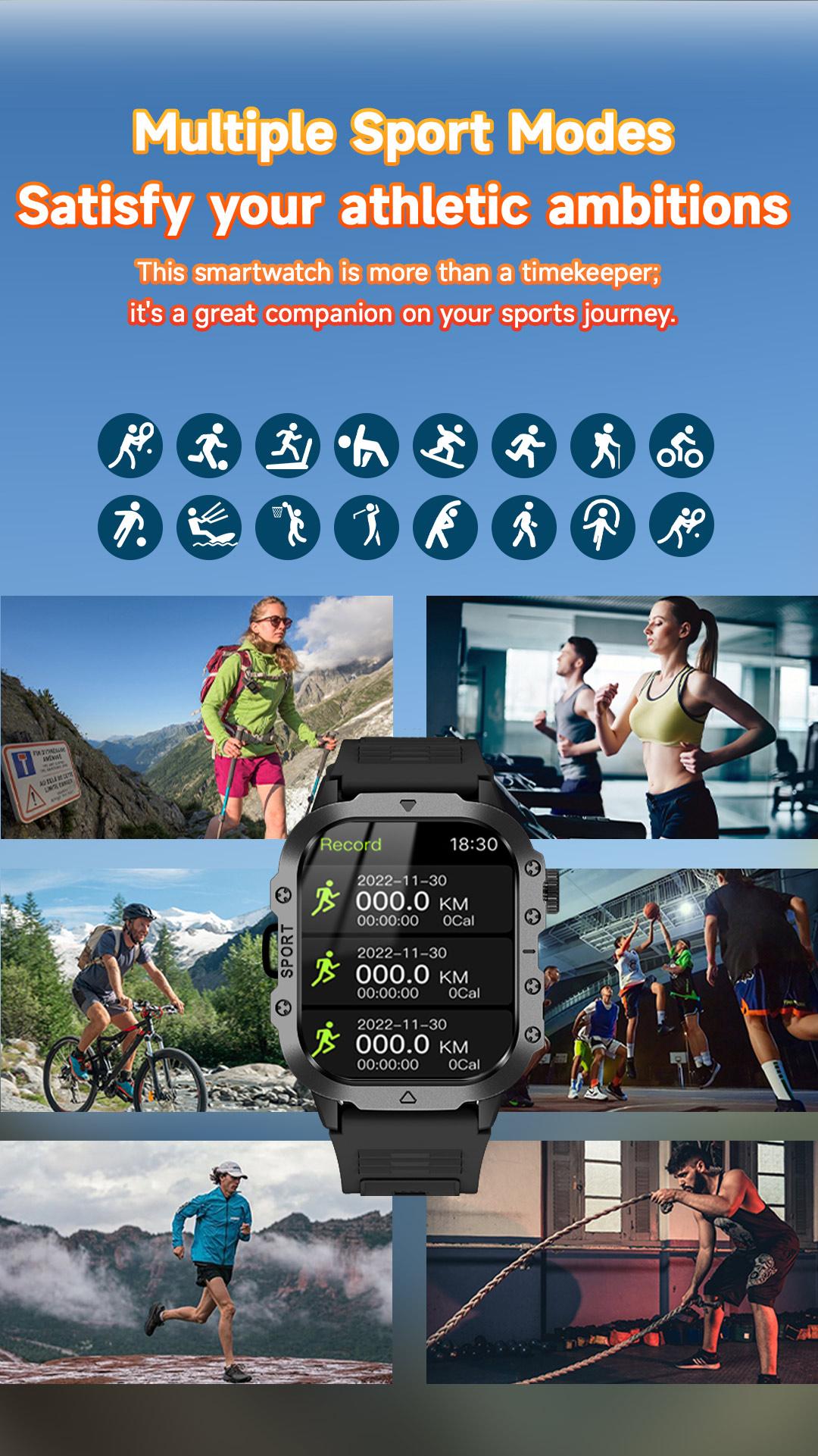 【24H ship】 SKMEI H12 Smart Watch Baru | Bingkai Zinc Alloy | Kecepatan Lari | Layar IPS 2.01 Inci | Panggilan Bluetooth | Wallpaper Kustom | Pengawasan Kesehatan Jam Tangan Pintar