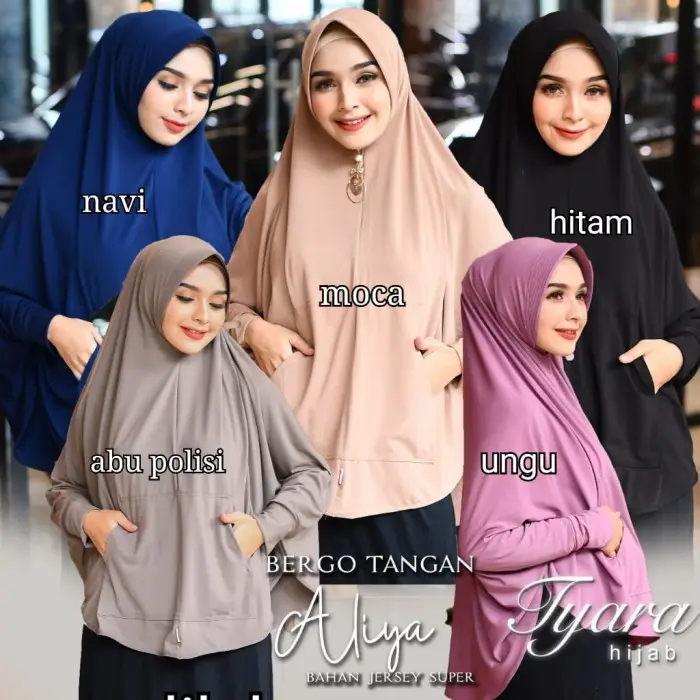 hijab Tangan Jumbo Aliya By Tyara Khimar bergo lengan Jersey Premium 4