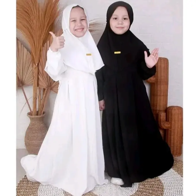 Nada Gamis Anak Set Kerudung Lengan karet/ Fashion Anak Terbaru untuk 2-10 tahun / Baju Lebaran Anak 2024 /bisa COD 4