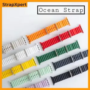 (HANYA TALI) Ocean Silicone Strap for Apple Watch Ultra 3 2 49mm SE Series 11 10 9 8 7 6 5 4 3 2 1 IWatch 46mm 42mm 44mm 40mm 45mm 41mm 42mm Bracelet Bands Ocean Band Smart Watch T900 T800 Ultra I8 Pro Max S8 S9 Ultra 8 MAX 9 PRO S20 T500