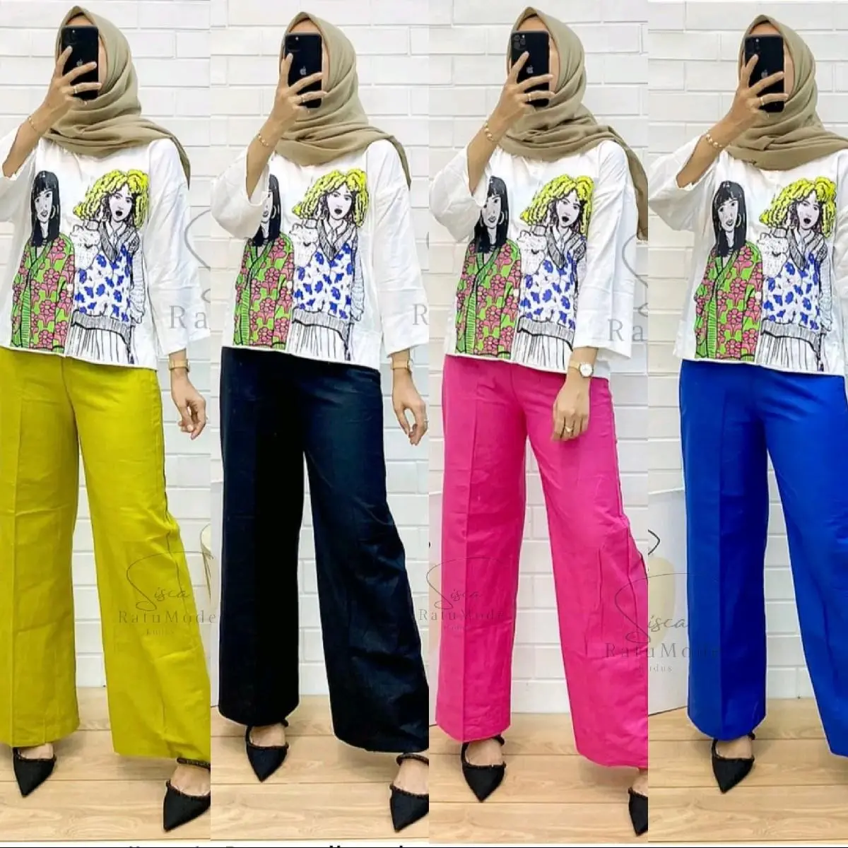 Setelan Anime linen Premium Rayon Twill - Lingkar Dada 110 CM, Panjang Baju 52 CM, Lengan 53 CM - Celana