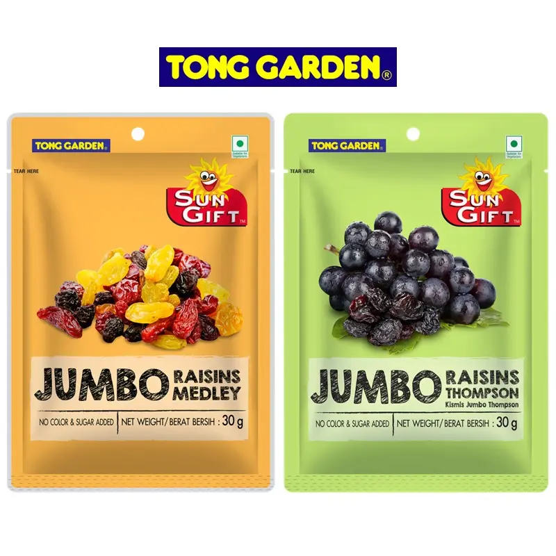 Tong Garden Sungift Dried Fruits Mini Pack - Jumbo Raisins Thompson / Medley 30g (Bundle of 6)