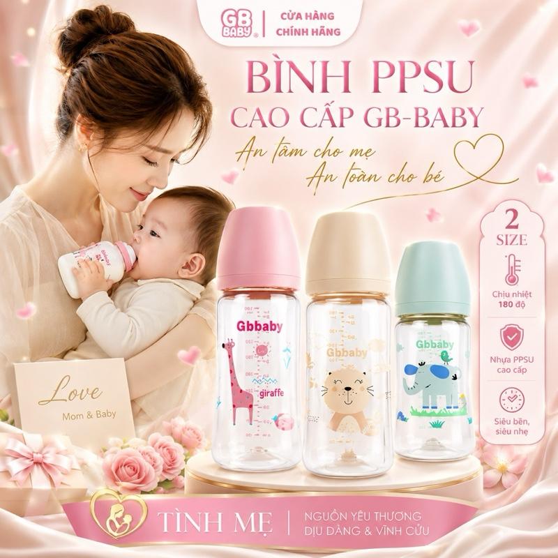 [Núm ty mềm] Bình Sữa Gb Baby in hình các con vật cao cấp PPSU 180ML, 280ML - GIAN HÀNG CHÍNH HÃNG