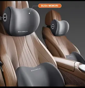 Bantal Mobil Mewah Sandaran Leher Punggung Big Memory Foam Kulit Premium Bantal Berkualitas Bantal Leher Mobil Sandaran Kepala Kursi Mobil Penumpangl Car garansi produsen 【hot】gray-set lengkap