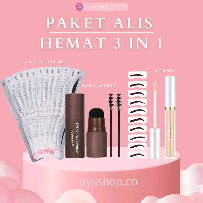 Paket Hemat 3in1 Eyebrow Powder Cetakan tali+Concealer(Sikat alis/Spolli dan cetakan single DI DALAM BOX EYEBROW)  Waterproof baru Hanya Rp30.000!