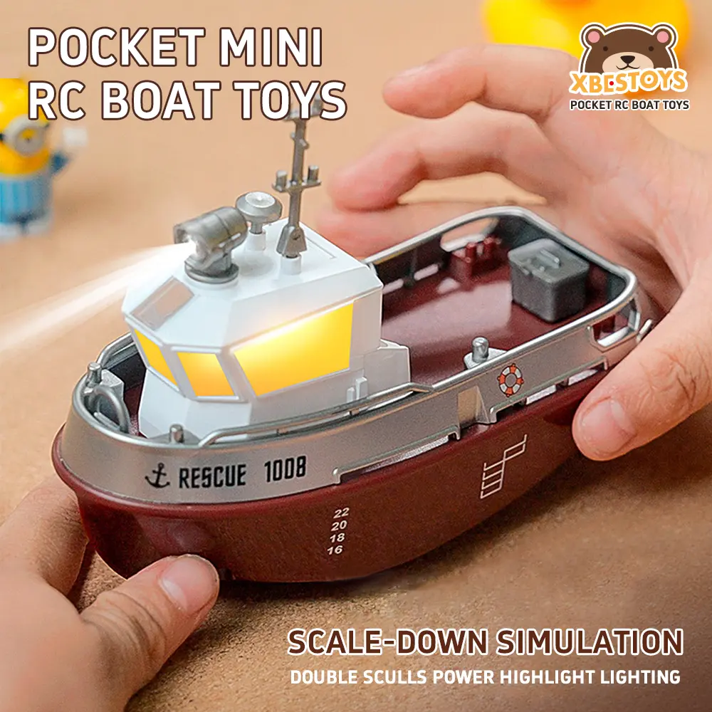 1:32 Scale Mini Remote Control Boat, 2.4G Wireless Toy with LED Lights, USB Rechargeable Lithium Polymer Battery, Flashing Light Feature, Ideal for Bathroom & Pool Play, Perfect Gift for Kids