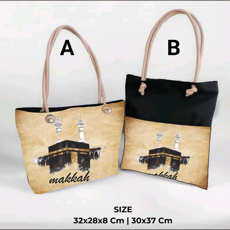 (Promo 6 pcs) Totebag Mekkah Edition tali sumbu Perempuan 7