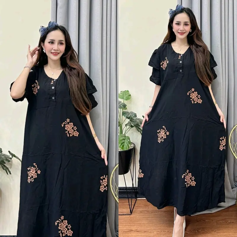 DRESS BUSUI LENGAN TUMPUK - DASTER KLOK A TALI SAMPING LD 120 0