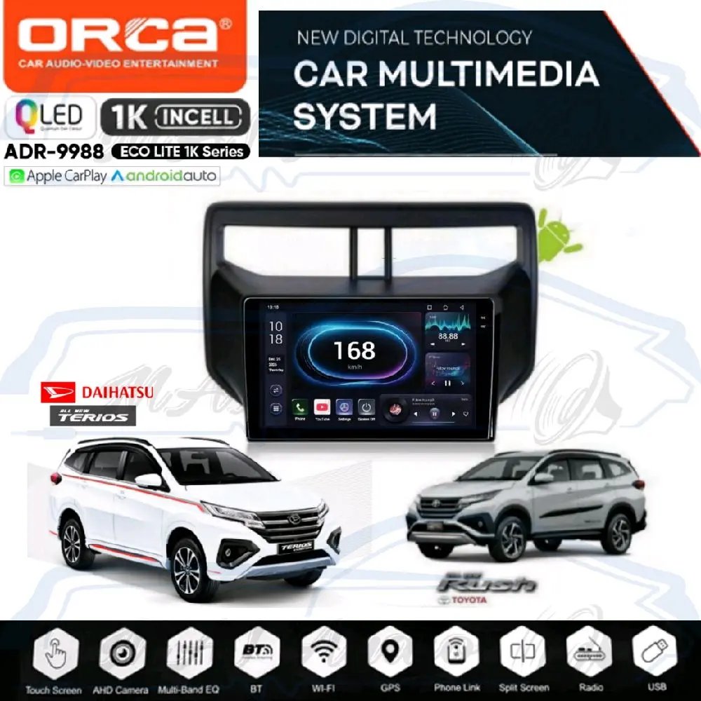 Head Unit Android ORCA ECO 9 Inch OEM new RUSH / TERIOS 2018 Up Plug & Play