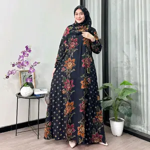 SETELAN GAMIS DAN GAMIS TWILL BABARPINDO BATIK CAP ASLI PREMIUM MEWAH  Gamis Dewasa Muslim Nyaman Panjang Syari Katun Motif Wanita Dress Kancing Kondangan