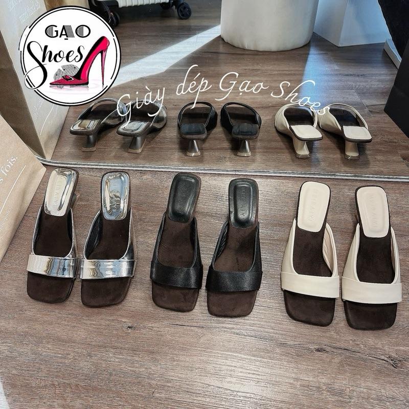  Gạo Shoes -  Chân Thon đúng size chân dày dặn tăng size - CÓ BIGSIZE  Guốc Nữ Mũi Vuông Gót XUỒNG KHUYẾT Cao 5 CM Quai Trơn BASIC 