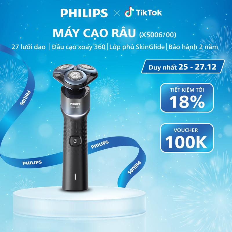  Máy Cạo Râu Khô Và Ướt PHILIPS X5006 00 Đầu Cạo Linh Hoạt 360 Độ Cạo Sạch An Toàn Bảo Hành 24 Tháng 