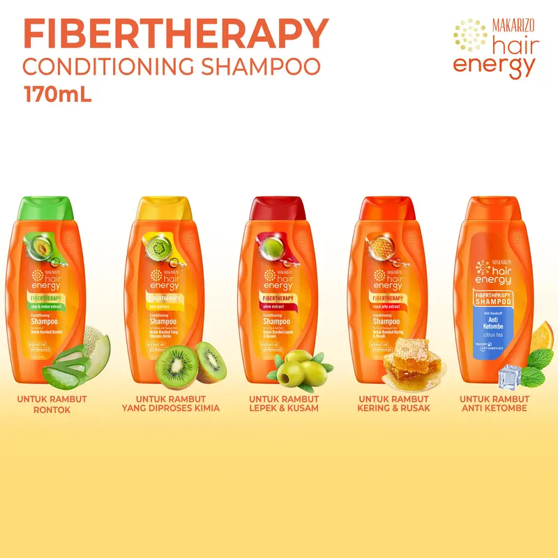 Makarizo Hair Energy Fibertheraphy Shampoo Anti Dandruff Citrus Tea 170mL / Haircare / Perawatan / Conditioner Sampo / Membersihkan Ketombe / Extract 5