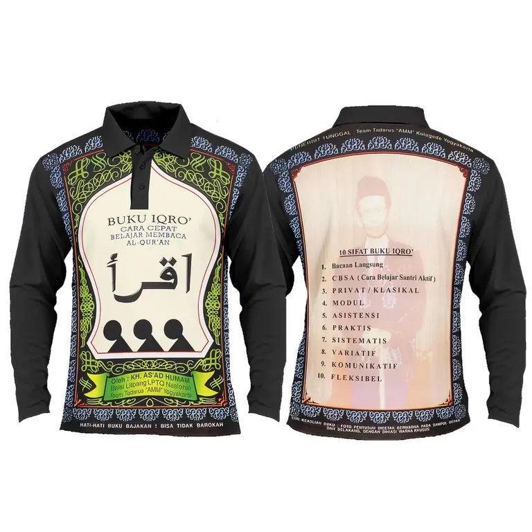 baju pria kaos unik buku iqro jersey 3D iqro bahan lembut tidak mudah kusut Fullprint bisa custom nama terbaru 1