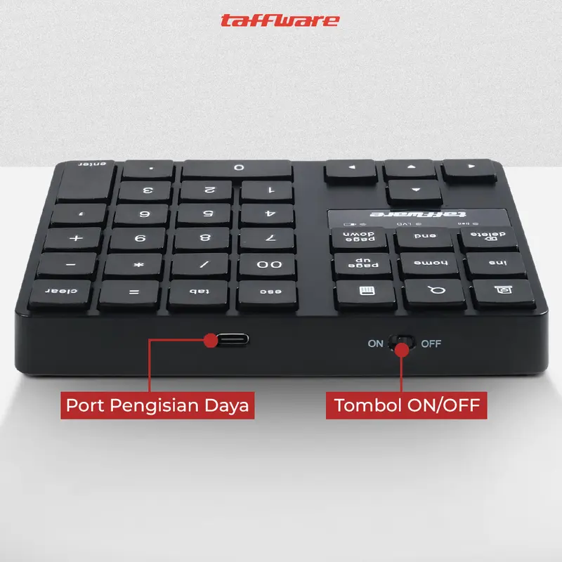 Taffware R57 Keyboard Angka USB Wireless Keypad Numerik Multimedia Wireless 2.4GHz 35 Buttons R57 6