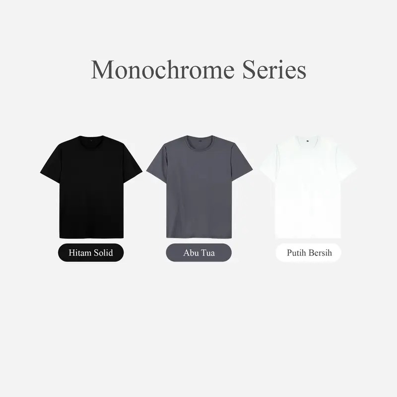 KAOS POLOS COTTON COMBED 24S LENGAN PENDEK ONECK REGULER FIT PREMIUM BASIC SHORT SLEEVE UNISEX T-SHIRT MONOCHROME SERIES - PART 1 1