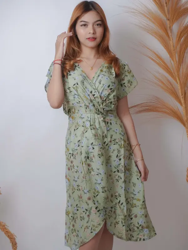 { Dira Bali Collection } Dress Gabrilla Motif Bunga Cente Cantik Nyaman Panjang Casual 0