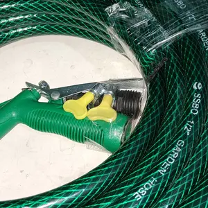 SSBO Selang Air hijau serat benang 1/2,5/8,3/4 inch ( 5- 30 Meter )  + Semprotan Air dan 2 klem – KUAT ANTI LUMUT untuk CUCI MOTOR&MOBIL, TANAMAN, PERKEBUNAN