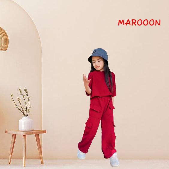 ONE SET SETELAN BAJU CELANA CARGO CROP GEMPI ANAK 2-12 Tahun model terbaru 2023 Polos 6