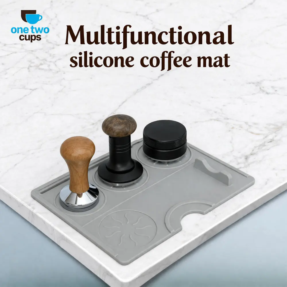ABDI MALL- One Two Cups Tamping Mat Espresso Silicone Alas Tamper Portafilter - S24