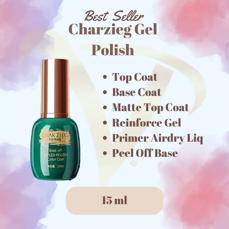 CHARZIEG KUTEK GEL 15ML  GEL POLISH TOP COAT BASE COAT MATTE TOP COAT