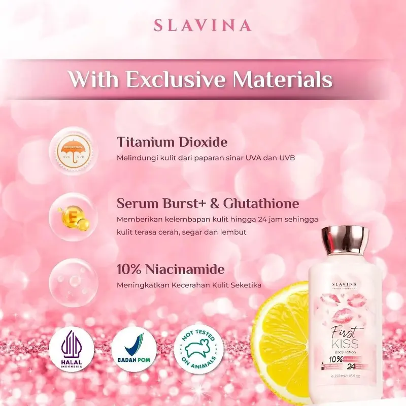SLAVINA Body Lotion /Body Wash 350ml Mencerahkan Tubuh Tangan Vanila Perawatan 2