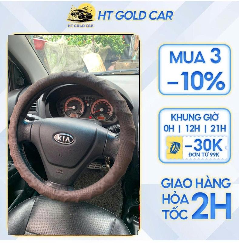 Bọc vô lăng ô tô da nappa X10 bản xoắn tròn bản tròn 38cm- Siêu Mỏng Thoáng Khí Chống Trơn –Màu Đa Dạng Sang Trọng Êm Ái HT GOLD CAR
