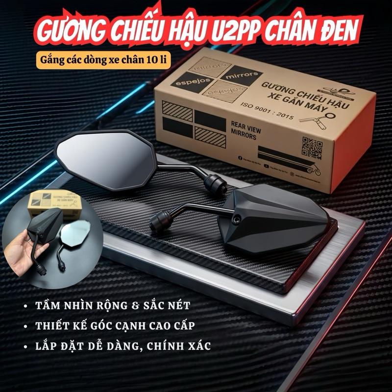 Gương Chiếu Hậu V2PP Chân Đen cho Xe Gắn Máy - Ren 10li - Gắng Nhiều Dòng Xe -…